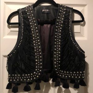 Studded faux leather vest